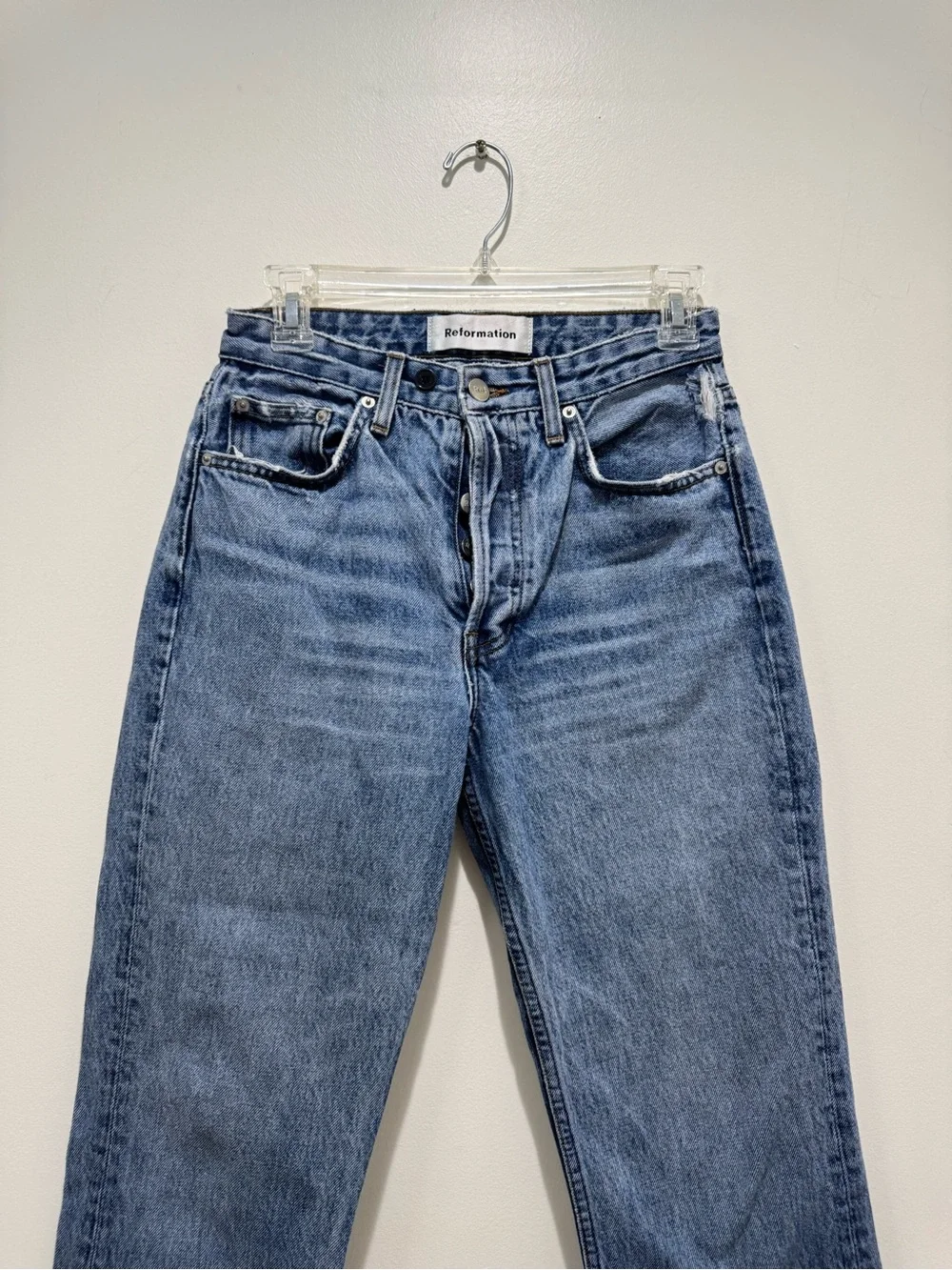 Reformation High Rise Straight Leg Button Fly Jeans Size 26